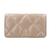 Tory Burch Vadderad Läderplånbok med Dubbel T-logotyp Beige, Dam