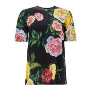 Dolce & Gabbana Blommig Sidenskjorta Svart Multicolor, Dam