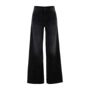 Mother Svart Denim Zip Sneak Jeans Black, Dam