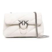 Pinko Vit Quiltad Axelväska med Silver Spänne White, Dam