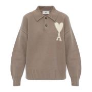 Ami Paris Polo sweater Gray, Dam