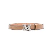 Max Mara Krokodiltryck Läderbälte med Monogramspänne Brown, Dam