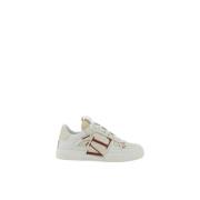 Valentino Garavani Perforerade kalvskinnssneakers med band White, Dam