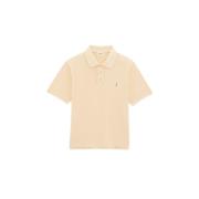 Saint Laurent Bomullspolo med broderat logotyp Beige, Herr