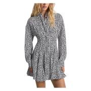 Michael Kors Leopard Print Mini Pleat Shirt Dress Multicolor, Dam