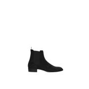 Saint Laurent Kvadratisk Klack Chelsea Boots med Elastiska Insatser Bl...