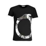 Trussardi Svart Bomull T-shirt med Print Logo Black, Herr