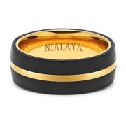 Nialaya Kolfiber Ring med Guld Detalj Black, Herr