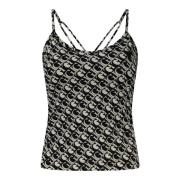 Guess Svart Korsad Band Tanktop Black, Dam