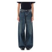 Haikure Högmidjade Wide-Leg Jeans Intense Blue Blue, Dam