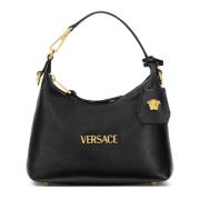 Versace Svart Designer Handväska med Logo Hardware Black, Dam