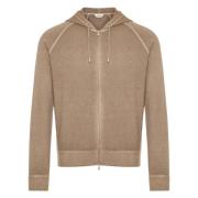 Gran Sasso Lyxig Ull Kashmir Hoodie Full Zip Beige, Herr