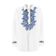 Ermanno Scervino Blommig broderad skjorta med rosdetalj White, Dam