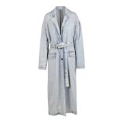 Jucca Denim Trenchcoat med Bälte Blue, Dam