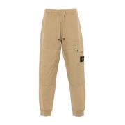 Stone Island Beige Sportiga Bomullsbyxor Aw24 Brown, Herr