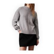 Calvin Klein Intarsia Loose Sweater Gray, Dam