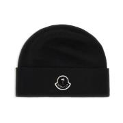 Moncler Svart Logotyp Patch Brätte Hatt Black, Herr