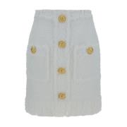 Balmain Mini Kjol med Lejonhuvud Detalj White, Dam