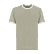 Eleventy Bomull Crew-neck T-shirt med Kontrastinsats Green, Herr