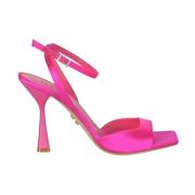 Sergio Levantesi Satin Sandal med Fyrkantig Tå Pink, Dam