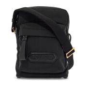 Tom Ford Elegant Läder Messenger Väska Black, Herr