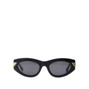 Bottega Veneta Svarta Acetatsolglasögon - Stiligt Modell Black, Dam