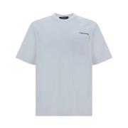 Dsquared2 Monokrom Bomull T-shirt med Ribbad Crew White, Herr