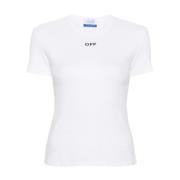 Off White Ikonisk Vit Bomull T-shirt Slim Fit White, Dam