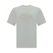 Burberry Ikoniskt Logotyp Bomull T-shirt Ribbad Crew White, Herr