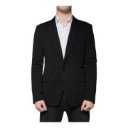 Dolce & Gabbana Svart Ull Slim Fit Blazer Black, Herr