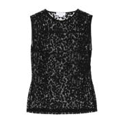 Alexander McQueen Leopardmönstrad Ärmlös Topp Svart Black, Dam