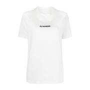 Jil Sander Vit Bomull Logo Print T-shirt White, Dam