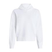 Calvin Klein Avslappnad Passform Hoodie med Ribbade Manschetter White,...