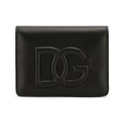 Dolce & Gabbana Svart läderplånbok med präglat logotyp Black, Dam