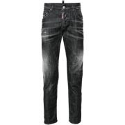 Dsquared2 Svarta Slim Fit Stretch Bomulls Jeans Black, Herr