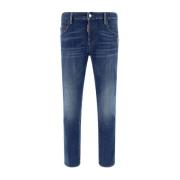 Dsquared2 Smala Bomullsjeans med Bältesöglor Blue, Herr