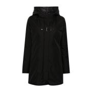 Fay Svart huva parka med quiltade insatser Black, Dam