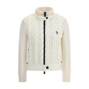 Moncler Quiltad ulljacka med hög krage White, Dam