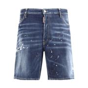 Dsquared2 Vintage Marine Denim Shorts med Läderdetaljer Blue, Herr