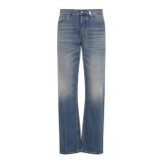 Alexander McQueen Blå Tvättad Straight Leg Jeans Blue, Herr