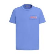 Marni Blå Bomull Logo Patch T-shirt Blue, Herr