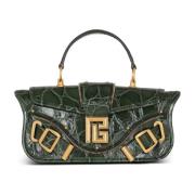 Balmain Blaze clutch i krokodiltryckt läder Green, Dam