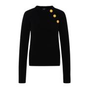 Balmain Svart ullblandad tröja Black, Dam