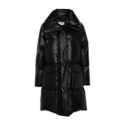 MM6 Maison Margiela Svart Lång Pufferjacka Black, Dam