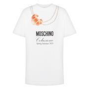 Moschino Croissant Print Vit T-shirt White, Dam