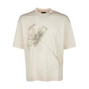 Emporio Armani Avslappnad Bomull T-shirt för Män Beige, Herr