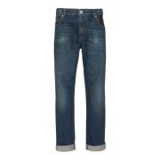 Balmain Straight-leg jeans med läderfickor Blue, Herr