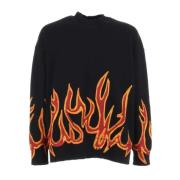 Palm Angels Oversized Sweatshirt med Flamgrafik Black, Herr