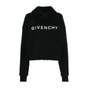 Givenchy Svart Logotyp Tryck Huva Tröja Black, Dam