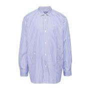 Junya Watanabe Randig bomullsskjorta med flanell armbågslappar Blue, H...